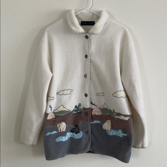 Karen Scott Vintage Polar Bear Soft Jacket - Picture 1 of 4